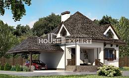 110-002-Л Проект двухэтажного дома с мансардой и гаражом, небольшой коттедж из керамзитобетонных блоков Кокшетау, House Expert