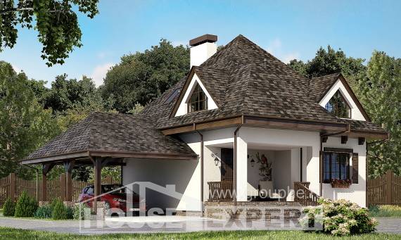 110-002-Л Проект двухэтажного дома с мансардой и гаражом, небольшой коттедж из керамзитобетонных блоков Кокшетау, House Expert