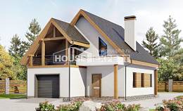 120-005-П Проект двухэтажного дома мансардой и гаражом, небольшой дом из бризолита, Караганда