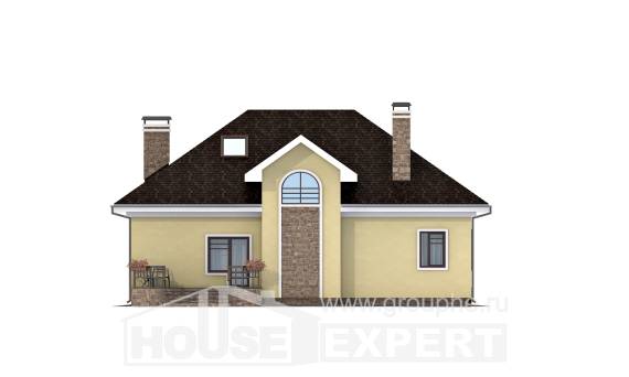 150-008-Л Проект двухэтажного дома мансардный этаж, классический загородный дом из газобетона Уральск, House Expert