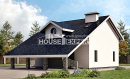 155-010-П Проект двухэтажного дома с мансардой, гараж, бюджетный домик из теплоблока Атырау, House Expert
