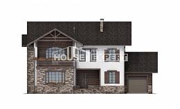 200-005-П Проект двухэтажного дома и гаражом, классический загородный дом из газобетона, Алма-Ата