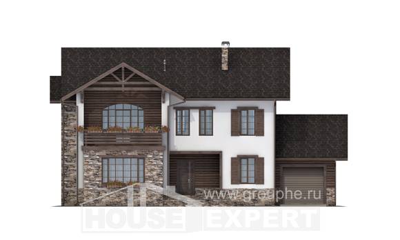 200-005-П Проект двухэтажного дома и гаражом, просторный коттедж из блока Шымкент, House Expert