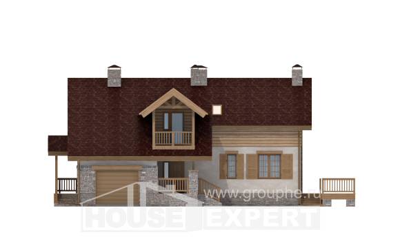 165-002-П Проект двухэтажного дома мансардный этаж и гаражом, бюджетный коттедж из газобетона Кокшетау, House Expert