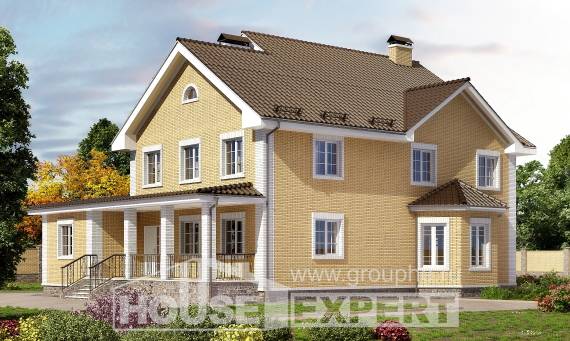 320-003-Л Проект двухэтажного дома, большой дом из поризованных блоков, Алма-Ата