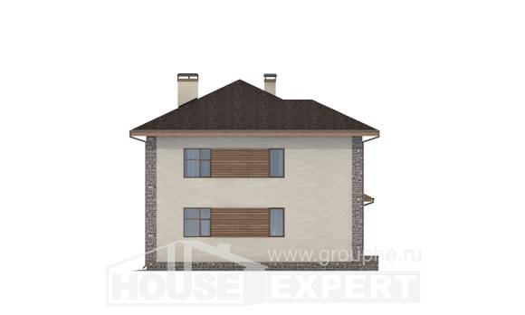 185-004-П Проект двухэтажного дома, гараж, средний домик из керамзитобетонных блоков, House Expert