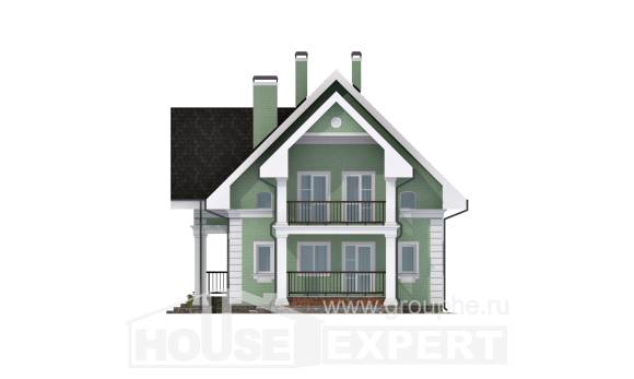140-003-Л Проект двухэтажного дома с мансардой, гараж, скромный домик из блока, House Expert
