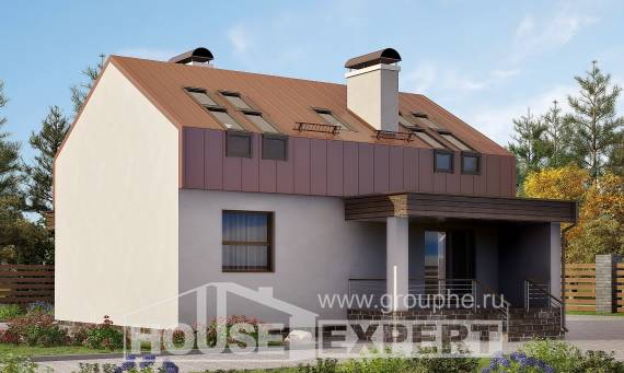 120-004-Л Проект двухэтажного дома с мансардой, небольшой дом из бризолита Талдыкорган, House Expert