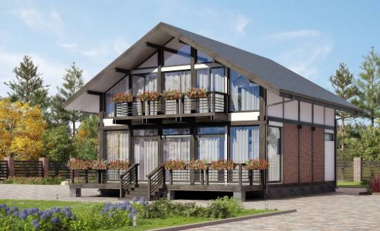 170-007-П Проект двухэтажного дома мансардой, компактный дом из бревен, Темиртау