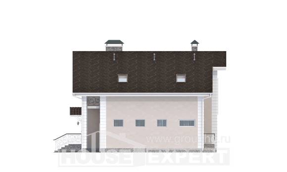 150-002-П Проект двухэтажного дома мансардой, гараж, бюджетный коттедж из блока, Костанай