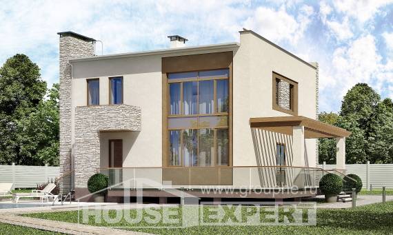 185-001-П Проект двухэтажного дома, современный загородный дом из газобетона Шымкент, House Expert
