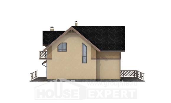 150-011-Л Проект двухэтажного дома с мансардным этажом и гаражом, компактный загородный дом из блока, Тараз