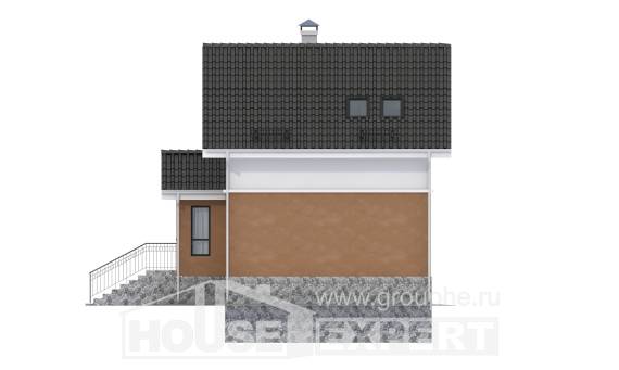 100-005-Л Проект двухэтажного дома мансардой, простой коттедж из поризованных блоков, House Expert