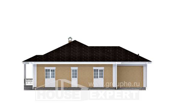 130-002-Л Проект одноэтажного дома и гаражом, скромный коттедж из бризолита Усть-Каменогорск, House Expert