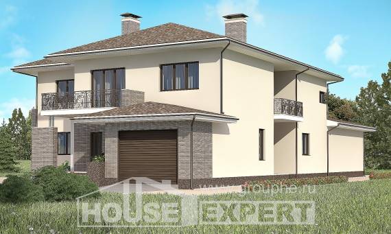 500-001-П Проект трехэтажного дома и гаражом, красивый коттедж из кирпича Тараз, House Expert