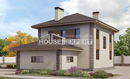 185-004-П Проект двухэтажного дома и гаражом, просторный загородный дом из теплоблока, Караганда