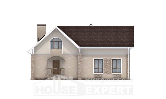 150-012-Л Проект двухэтажного дома мансардный этаж, небольшой коттедж из керамзитобетонных блоков Туркестан, House Expert
