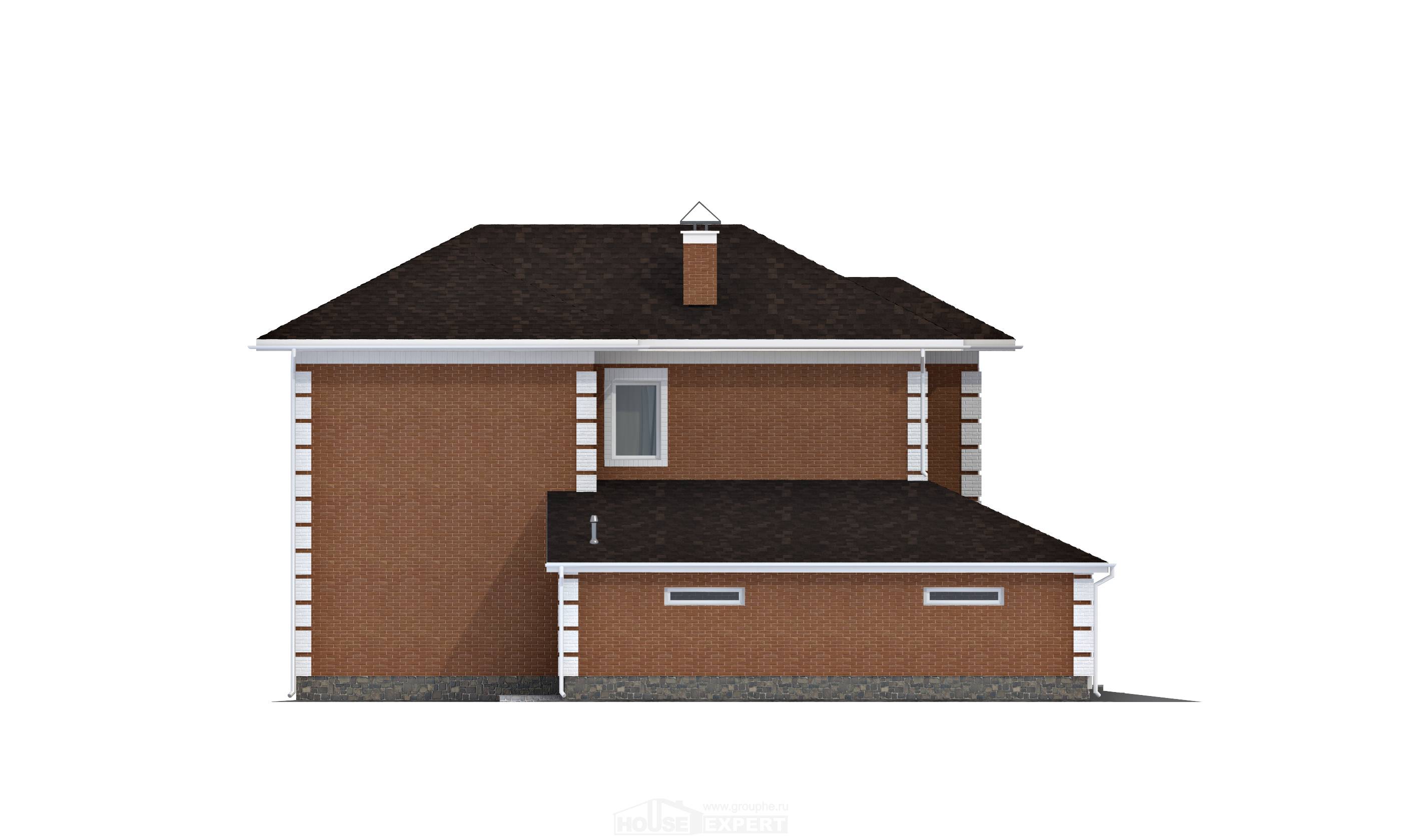 220-004-Л Проект двухэтажного дома и гаражом, красивый домик из кирпича Алма-Ата, House Expert