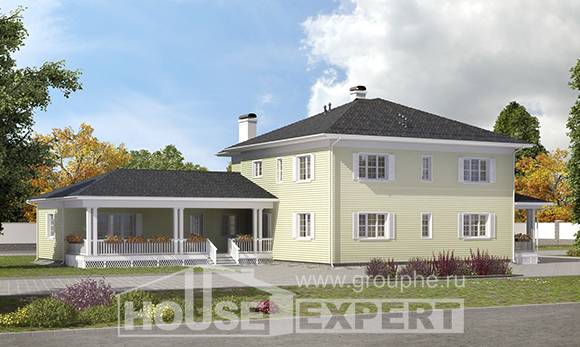 410-002-Л Проект двухэтажного дома и гаражом, уютный коттедж из керамзитобетонных блоков, House Expert