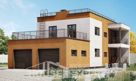 180-012-П Проект двухэтажного дома и гаражом, красивый коттедж из кирпича, Павлодар