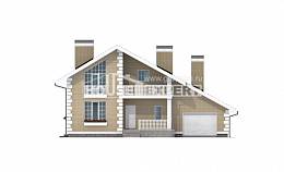 190-005-П Проект двухэтажного дома с мансардой и гаражом, классический дом из пеноблока Караганда, House Expert