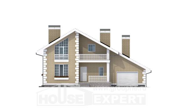 190-005-П Проект двухэтажного дома с мансардным этажом, гараж, красивый загородный дом из бризолита, House Expert