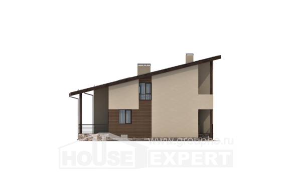 140-005-Л Проект двухэтажного дома с мансардой, красивый загородный дом из теплоблока Шымкент, House Expert