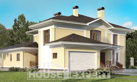 375-002-Л Проект двухэтажного дома и гаражом, огромный коттедж из кирпича Экибастуз, House Expert