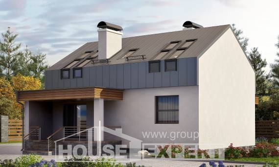 120-004-П Проект двухэтажного дома с мансардным этажом, бюджетный дом из твинблока, Талдыкорган