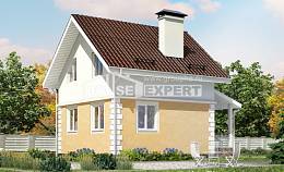 070-002-П Проект двухэтажного дома мансардой, компактный домик из газобетона Павлодар, House Expert