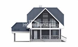 125-002-Л Проект двухэтажного дома мансардой, гараж, небольшой дом из газосиликатных блоков, Уральск