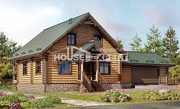 270-002-П Проект двухэтажного дома мансардный этаж, гараж, большой домик из бревен, Петропавловск