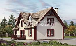 300-008-Л Проект двухэтажного дома с мансардой, гараж, красивый коттедж из керамзитобетонных блоков, Семей