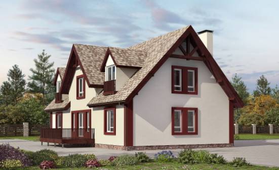 300-008-Л Проект двухэтажного дома с мансардой, гараж, красивый загородный дом из бризолита, Кызылорда