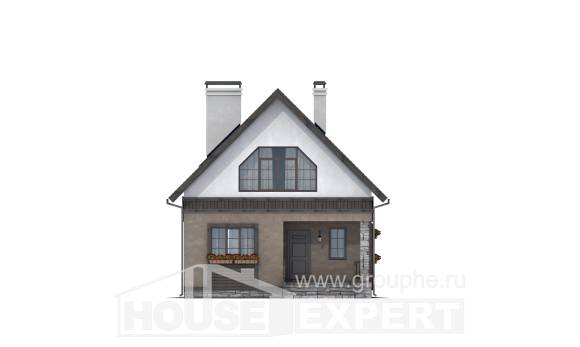 130-003-П Проект двухэтажного дома мансардный этаж, экономичный домик из поризованных блоков Алма-Ата, House Expert