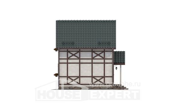 060-002-П Проект двухэтажного дома мансардный этаж, эконом коттедж из дерева, Уральск