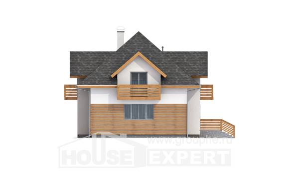 155-004-П Проект двухэтажного дома мансардой, гараж, красивый коттедж из пеноблока Уральск, House Expert