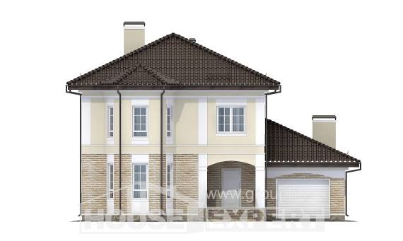 220-007-П Проект двухэтажного дома и гаражом, простой коттедж из кирпича, Караганда
