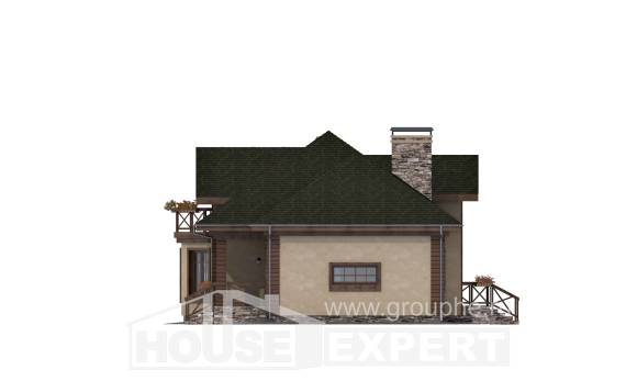 180-010-П Проект двухэтажного дома с мансардным этажом, гараж, уютный загородный дом из газобетона, Рудный