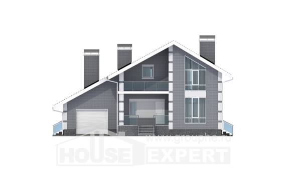 190-006-Л Проект двухэтажного дома с мансардой, гараж, средний домик из твинблока Уральск, House Expert