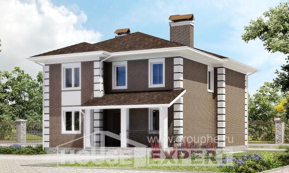 185-002-П Проект двухэтажного дома, бюджетный дом из пеноблока, Павлодар