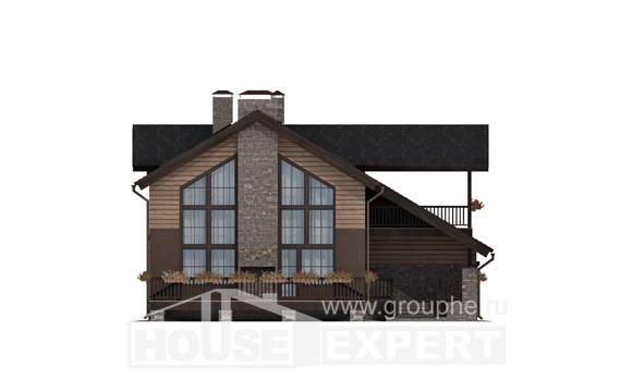 240-002-П Проект двухэтажного дома с мансардным этажом, гараж, классический дом из пеноблока, Экибастуз