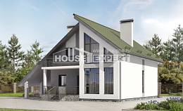 170-009-Л Проект двухэтажного дома с мансардным этажом и гаражом, экономичный домик из арболита, Алма-Ата