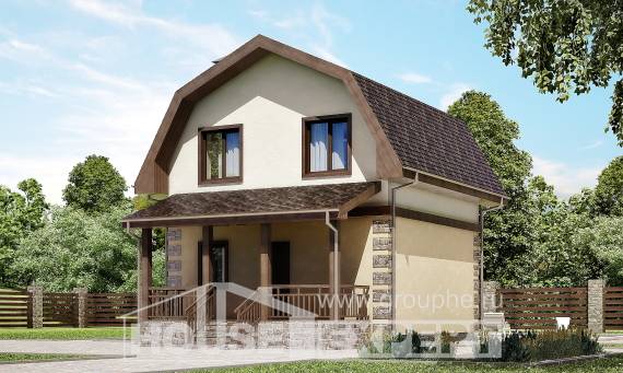 070-004-П Проект двухэтажного дома с мансардой, маленький загородный дом из керамзитобетонных блоков Талдыкорган, House Expert