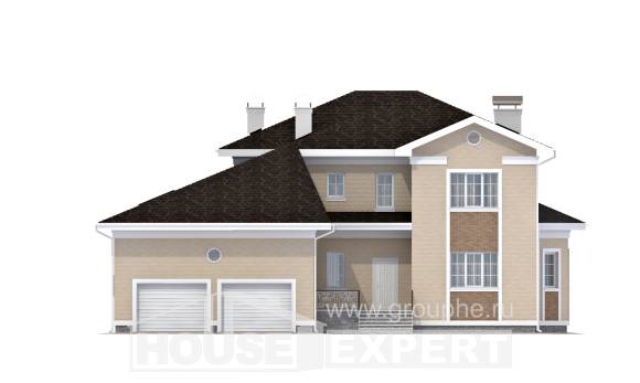 335-001-Л Проект двухэтажного дома и гаражом, классический коттедж из кирпича Уральск, House Expert