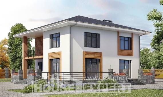 180-015-П Проект двухэтажного дома, простой дом из газосиликатных блоков, House Expert