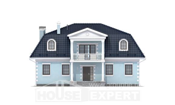 210-004-Л Проект двухэтажного дома мансардный этаж, классический домик из арболита Тараз, House Expert