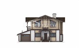 190-004-П Проект двухэтажного дома мансардой и гаражом, простой домик из газосиликатных блоков из бревен, Алма-Ата