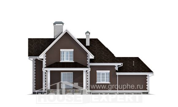 190-003-Л Проект двухэтажного дома мансардный этаж, гараж, простой дом из керамзитобетонных блоков, House Expert