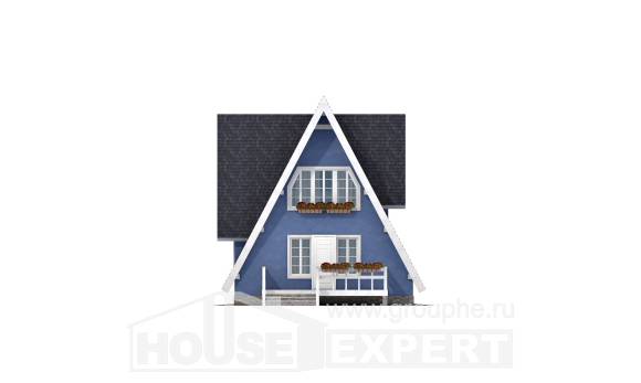 100-002-П Проект двухэтажного дома с мансардой, экономичный коттедж из бревен, Семей
